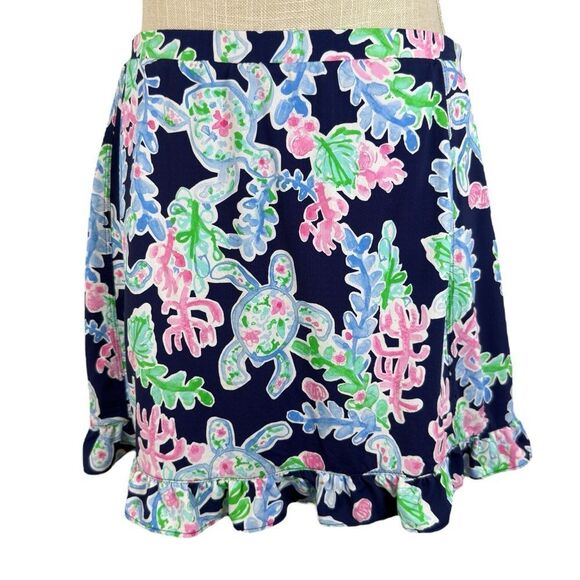 G Lifestyle Navy Blue Nautical Turtle Coral Reef Athletic Golf Skort - Picture 1 of 5
